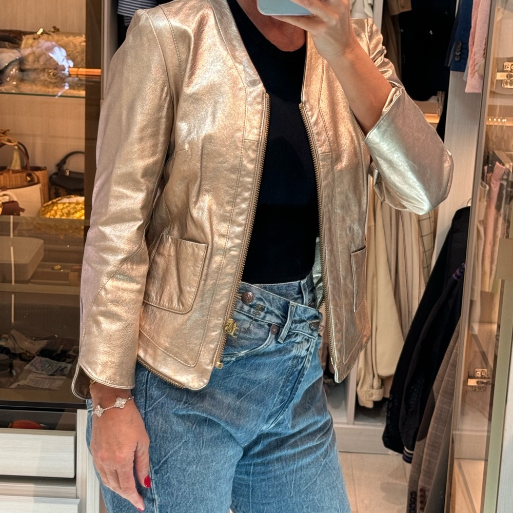 Zadig & Voltaire golden leather jacket